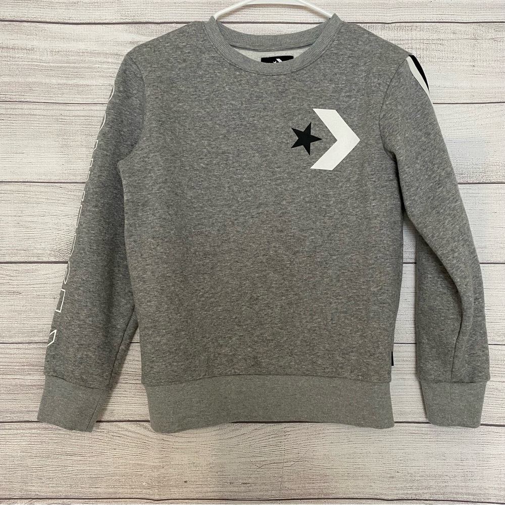 Converse Youth Grey Sweatshirt Logo on Front & Different Design on Each Arm- M